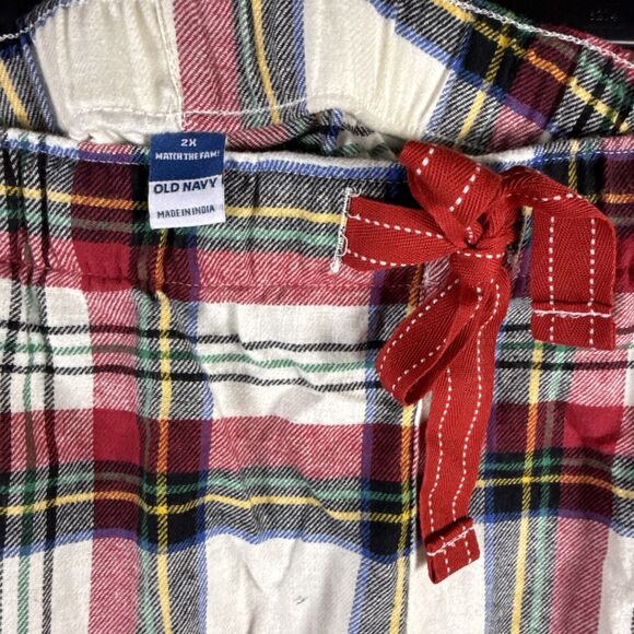 Old Navy NWT Red Cream Tartan Plaid Cotton Flannel Pajama Set Sz 2X Cozy - Picture 7 of 7